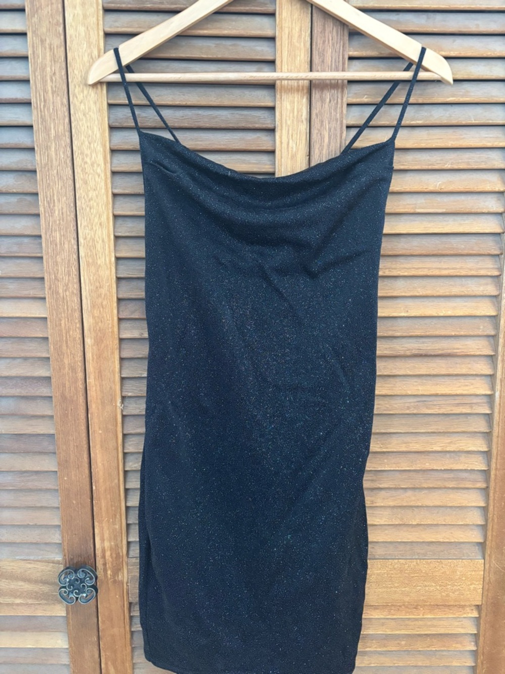 Classic Black Sparkle Mini Dress - Slip Style. Size small.